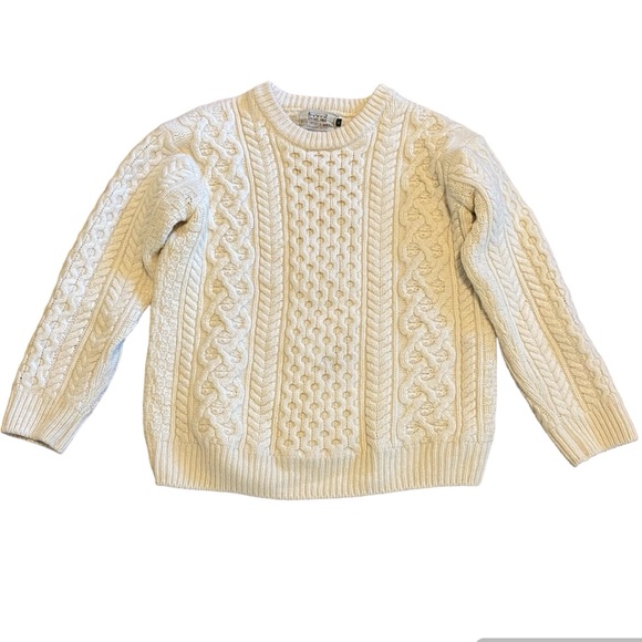 Aran Crafts Sweaters - Aran Sweater Market heavyweight wool fisherman sweater in oatmeal white Sz M